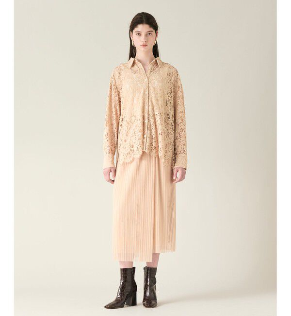 GRACE CONTINENTAL「チュールタイトプリーツスカート」|タイト|