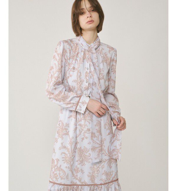 GRACE CONTINENTAL「サラサプリントリボン付ワンピース」|ワンピース|