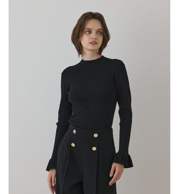 GRACE CONTINENTAL「ラメリブニットトップ」|ニット・セーター|ブラック