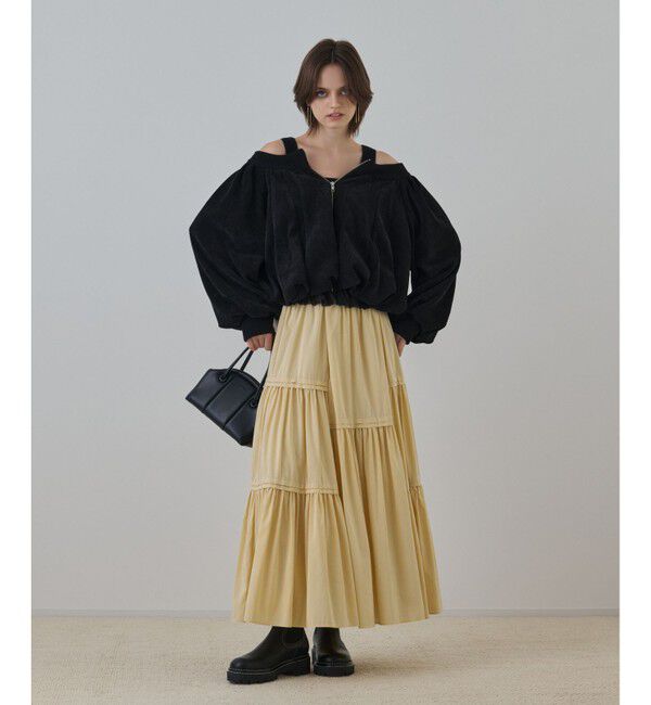 GRACE CONTINENTAL「バルーンモールカットカーディガン」|カーディガン|ブラック