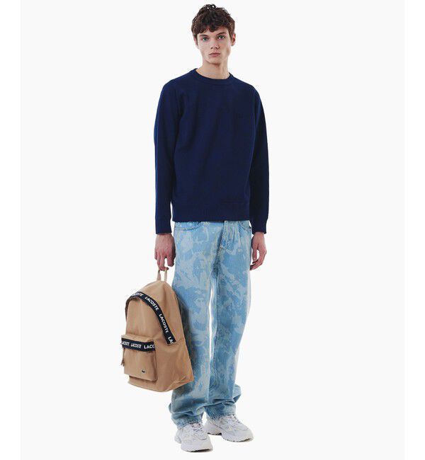 LACOSTE「ワントーンクルーネック 鹿の子ニット / 鹿の子スウェット トレーナー」|スウェット・ジャージ|