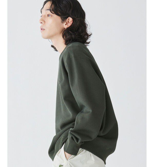 LACOSTE「ワントーンクルーネック 鹿の子ニット / 鹿の子スウェット トレーナー」|スウェット・ジャージ|