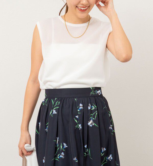 NOLLEY'S「《アンサンブル対応》ハーフシアーノースリーブプルオーバーニット」|ニット・セーター|オフホワイト