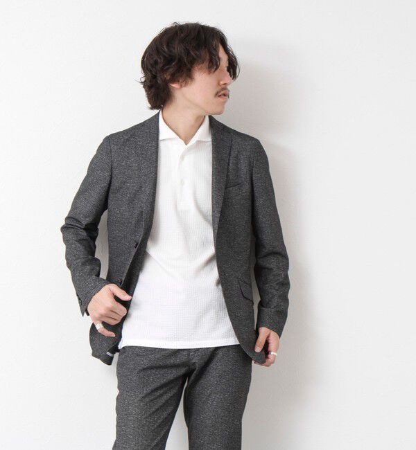 NOLLEY'S goodman「《ビジカジ対応》ハイゲージサッカーストライプ ワンピースカラーポロ ビズポロ 25SS」|ポロシャツ|