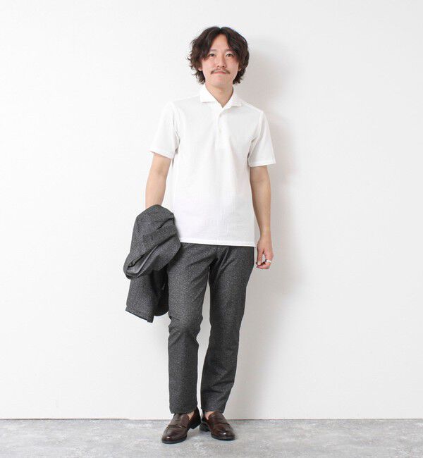 NOLLEY'S goodman「《ビジカジ対応》ハイゲージサッカーストライプ ワンピースカラーポロ ビズポロ 25SS」|ポロシャツ|