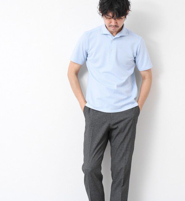 NOLLEY'S goodman「《ビジカジ対応》ハイゲージサッカーストライプ ワンピースカラーポロ ビズポロ 25SS」|ポロシャツ|