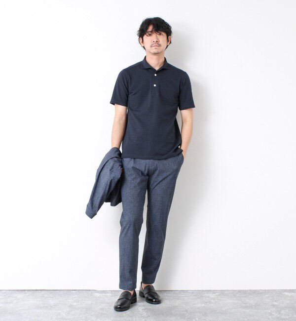 NOLLEY'S goodman「《ビジカジ対応》ハイゲージサッカーストライプ ワンピースカラーポロ ビズポロ 25SS」|ポロシャツ|