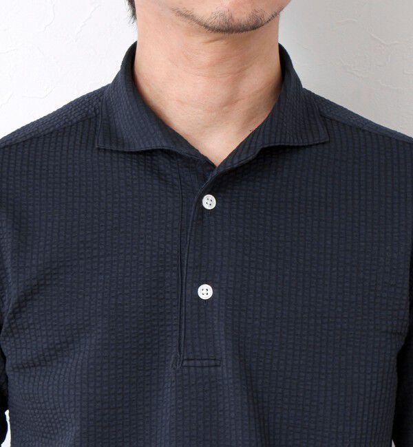 NOLLEY'S goodman「《ビジカジ対応》ハイゲージサッカーストライプ ワンピースカラーポロ ビズポロ 25SS」|ポロシャツ|