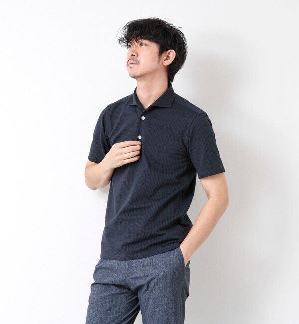 NOLLEY'S goodman「《ビジカジ対応》ハイゲージサッカーストライプ ワンピースカラーポロ ビズポロ 25SS」|ポロシャツ|