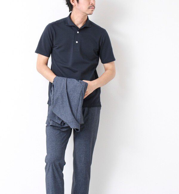 NOLLEY'S goodman「《ビジカジ対応》ハイゲージサッカーストライプ ワンピースカラーポロ ビズポロ 25SS」|ポロシャツ|