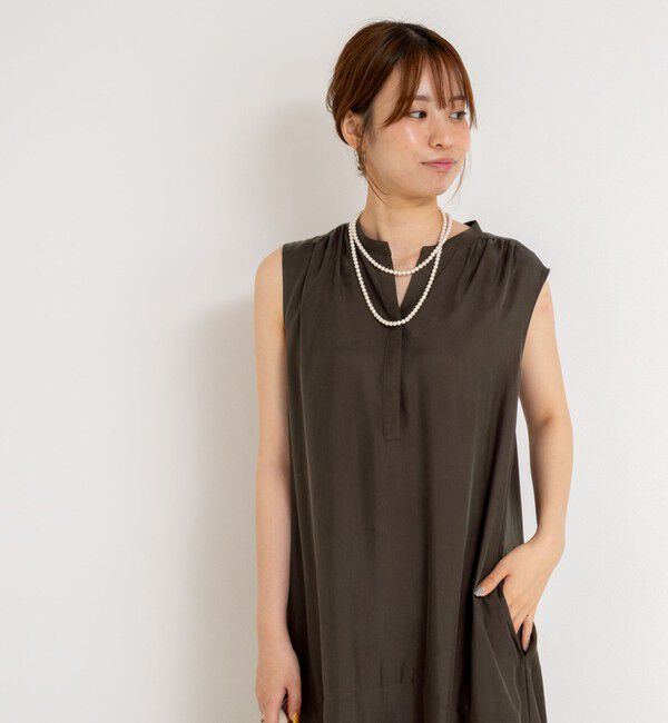 NOLLEY'S「ウォッシャブルフィブリルサテンノースリシャツワンピース」|ワンピース|
