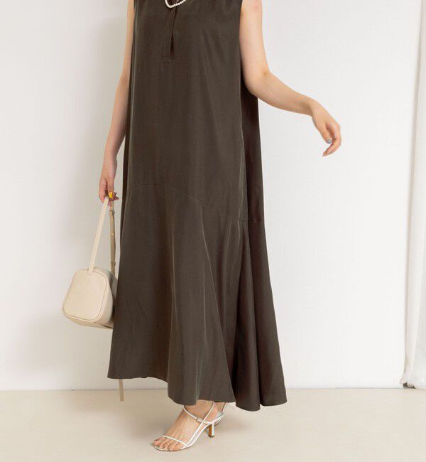 NOLLEY'S「ウォッシャブルフィブリルサテンノースリシャツワンピース」|ワンピース|