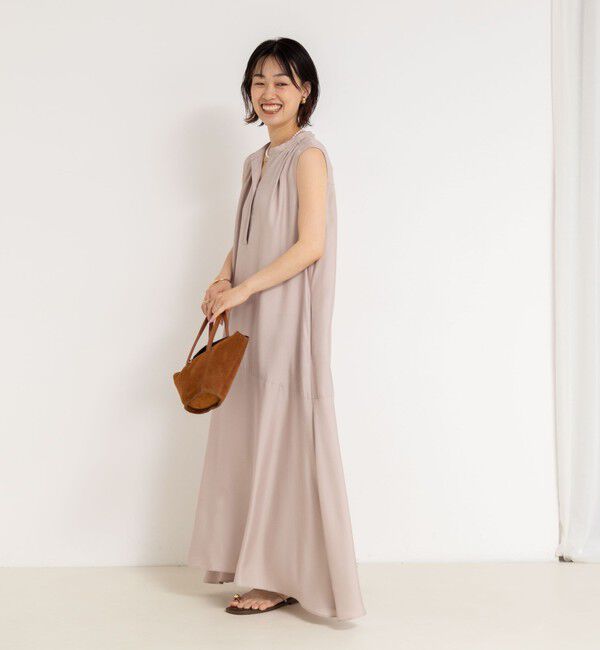 NOLLEY'S「ウォッシャブルフィブリルサテンノースリシャツワンピース」|ワンピース|