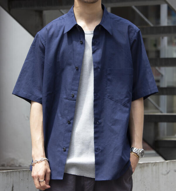 GLOSTER「【GLOSTER/グロスター】コットンリネン 半袖シャツ レギュラーカラー 綿麻」|シャツ・ブラウス|