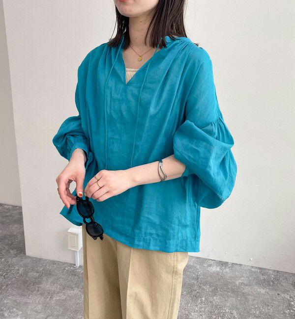 fredy emue「リネン混スキッパーボリュームブラウス」|シャツ・ブラウス|