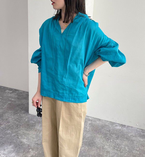 fredy emue「リネン混スキッパーボリュームブラウス」|シャツ・ブラウス|
