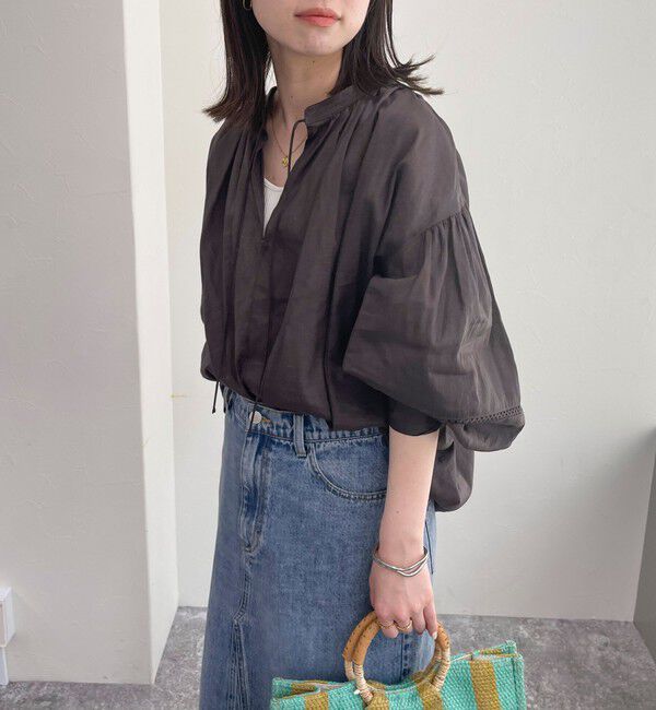 fredy emue「リネン混スキッパーボリュームブラウス」|シャツ・ブラウス|