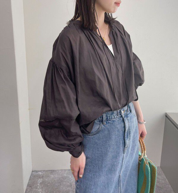 fredy emue「リネン混スキッパーボリュームブラウス」|シャツ・ブラウス|