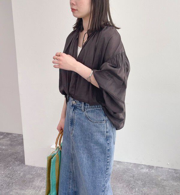 fredy emue「リネン混スキッパーボリュームブラウス」|シャツ・ブラウス|