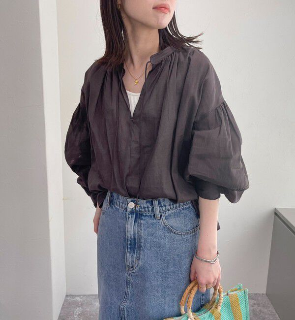 fredy emue「リネン混スキッパーボリュームブラウス」|シャツ・ブラウス|