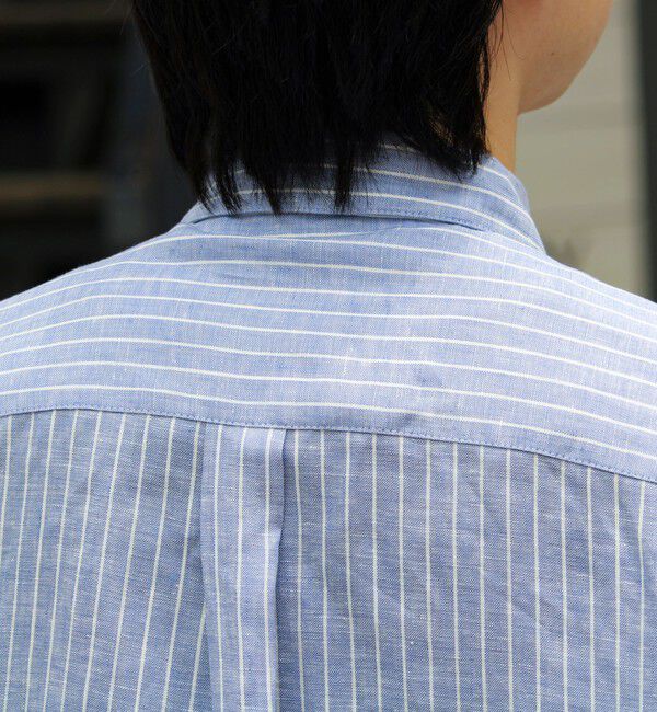 GLOSTER「【新色追加】【GLOSTER/グロスター】フレンチブルドッグ刺繍 リネン 7分袖シャツ」|シャツ・ブラウス|