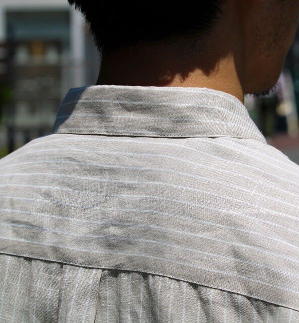 GLOSTER「【新色追加】【GLOSTER/グロスター】フレンチブルドッグ刺繍 リネン 7分袖シャツ」|シャツ・ブラウス|