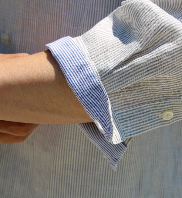 GLOSTER「【新色追加】【GLOSTER/グロスター】フレンチブルドッグ刺繍 リネン 7分袖シャツ」|シャツ・ブラウス|