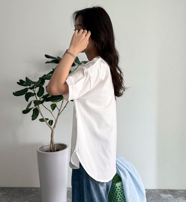 fredy emue「シルケット袖口 ロール5分袖ロゴTシャツ」|Tシャツ・カットソー|