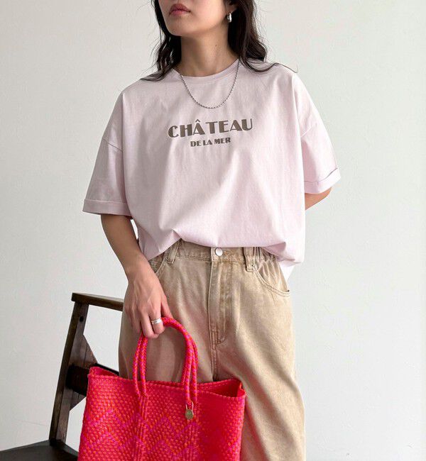 fredy emue「シルケット袖口 ロール5分袖ロゴTシャツ」|Tシャツ・カットソー|ベビーピンク