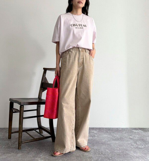 fredy emue「シルケット袖口 ロール5分袖ロゴTシャツ」|Tシャツ・カットソー|