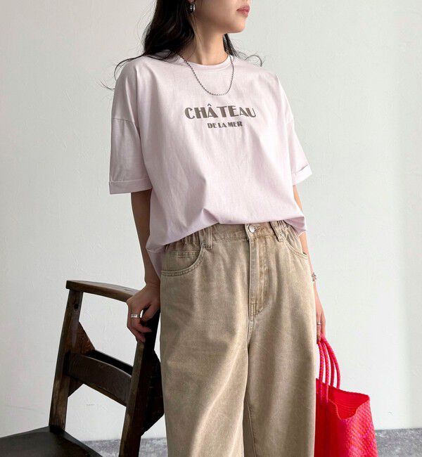 fredy emue「シルケット袖口 ロール5分袖ロゴTシャツ」|Tシャツ・カットソー|