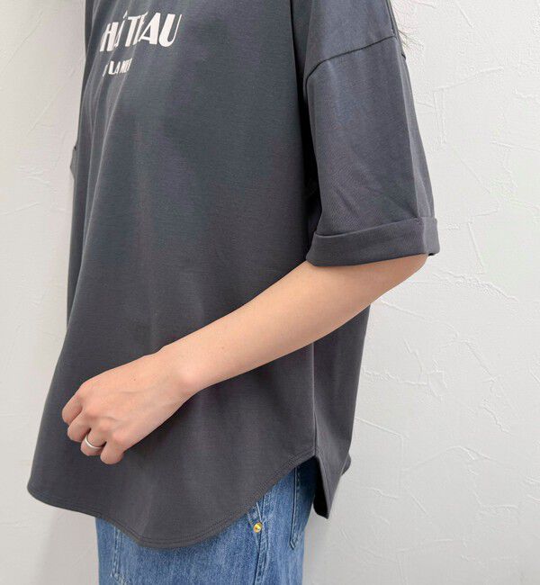 fredy emue「シルケット袖口 ロール5分袖ロゴTシャツ」|Tシャツ・カットソー|