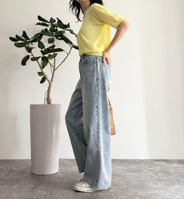 fredy emue「シアー刺繍ロゴニットプルオーバー」|ニット・セーター|