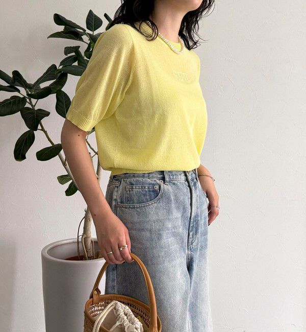 fredy emue「シアー刺繍ロゴニットプルオーバー」|ニット・セーター|