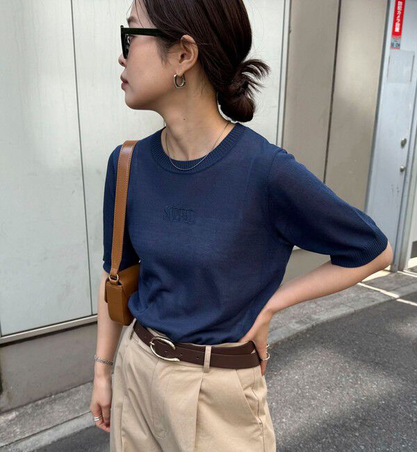 fredy emue「シアー刺繍ロゴニットプルオーバー」|ニット・セーター|