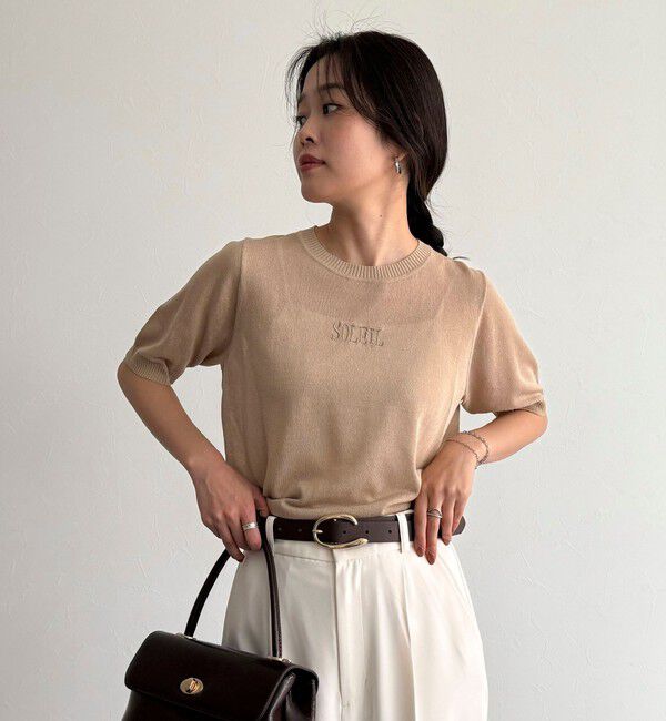 fredy emue「シアー刺繍ロゴニットプルオーバー」|ニット・セーター|