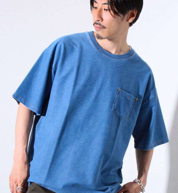 GLOSTER「【GLOSTER/グロスター】カットデニムポケT デニムTシャツ ポケットTシャツ」|Tシャツ・カットソー|