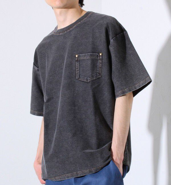 GLOSTER「【GLOSTER/グロスター】カットデニムポケT デニムTシャツ ポケットTシャツ」|Tシャツ・カットソー|ブラック