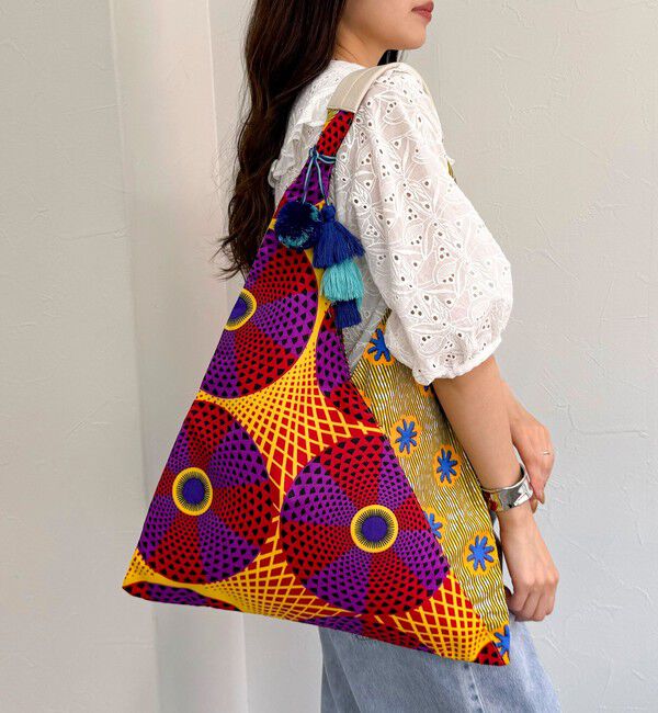 fredy emue「アフリカン柄三角トートバッグ」|トートバッグ|オレンジ系その他