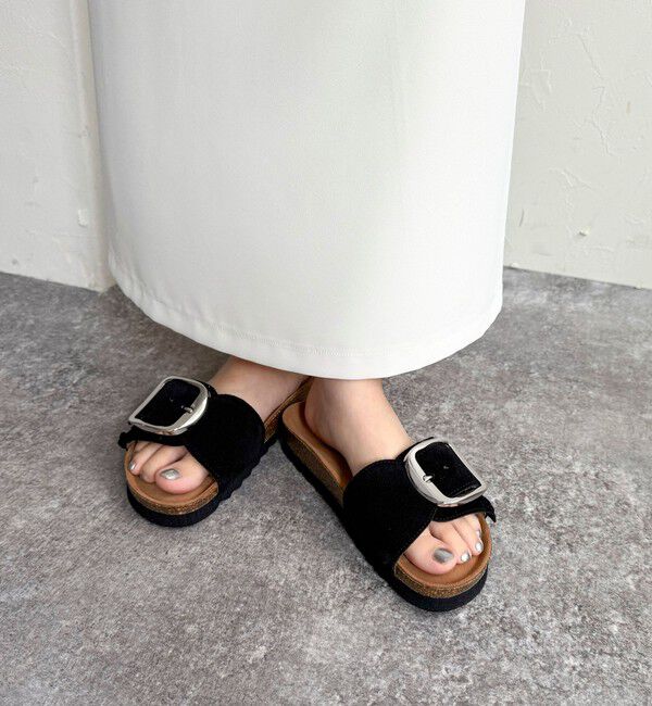 fredy emue「【VINILO/ヴィニーロ】スエードフリンジバックルスライドサンダル」|サンダル|