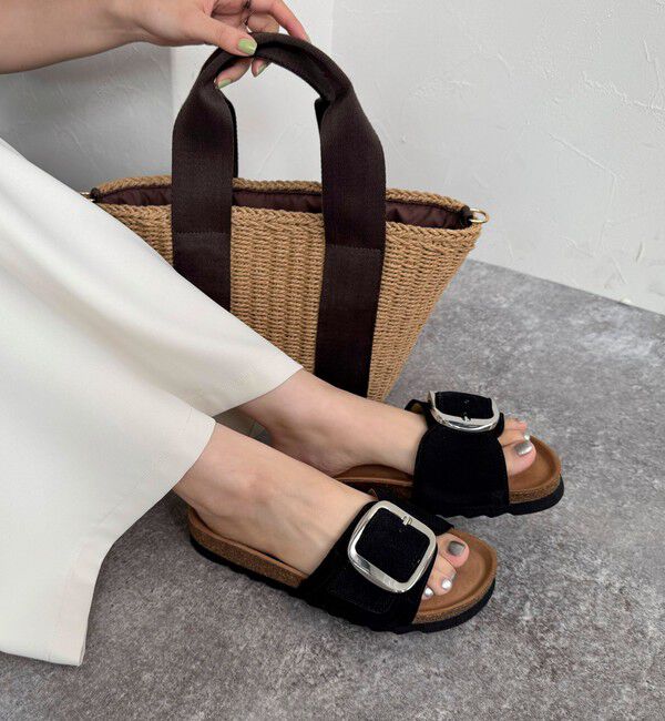 fredy emue「【VINILO/ヴィニーロ】スエードフリンジバックルスライドサンダル」|サンダル|