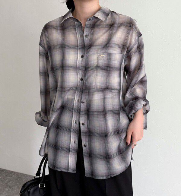 fredy emue「オンブレーチェック柄シャツ」|シャツ・ブラウス|グレー系その他