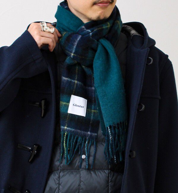 GLOSTER「【カシミヤブレンド】ウールリバーシブルチェックマフラー」|マフラー|