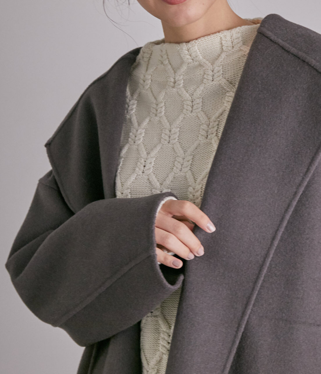 SALON adam et rope'「ウールカシミヤ無双仕立てフード付きミドル丈コート」|その他|