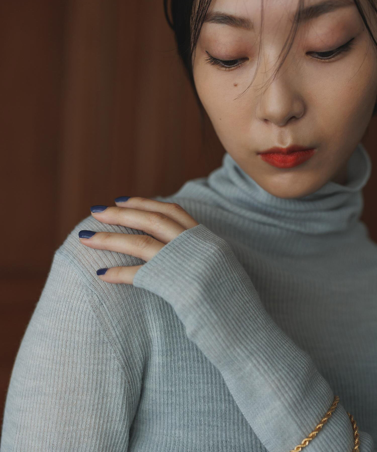 SALON adam et rope'「シアーリブニットタートルネックプルオーバー」|ニット・セーター|