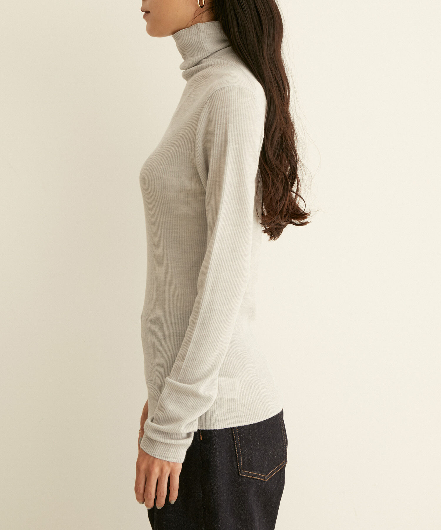 SALON adam et rope'「シアーリブニットタートルネックプルオーバー」|ニット・セーター|