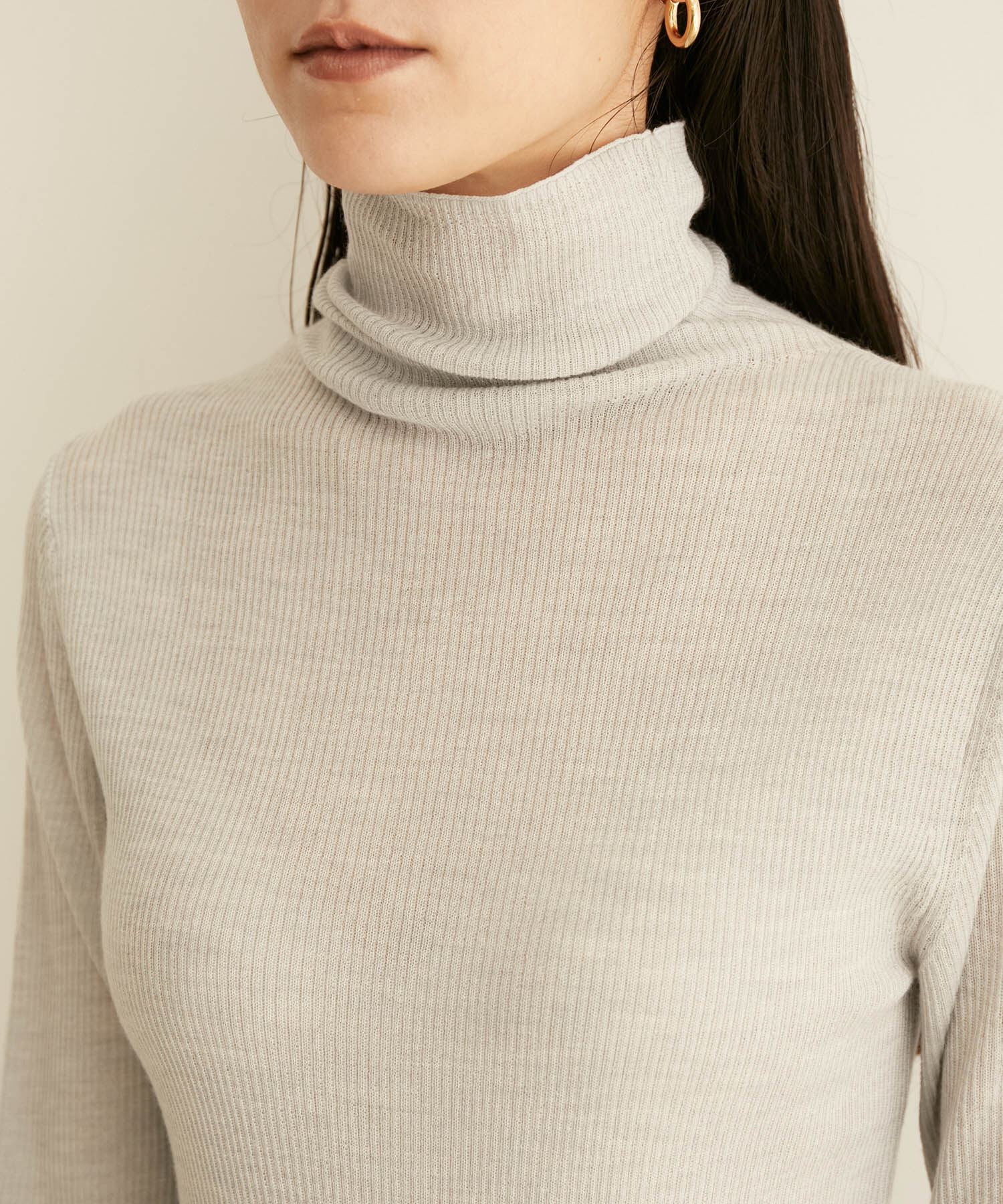 SALON adam et rope'「シアーリブニットタートルネックプルオーバー」|ニット・セーター|