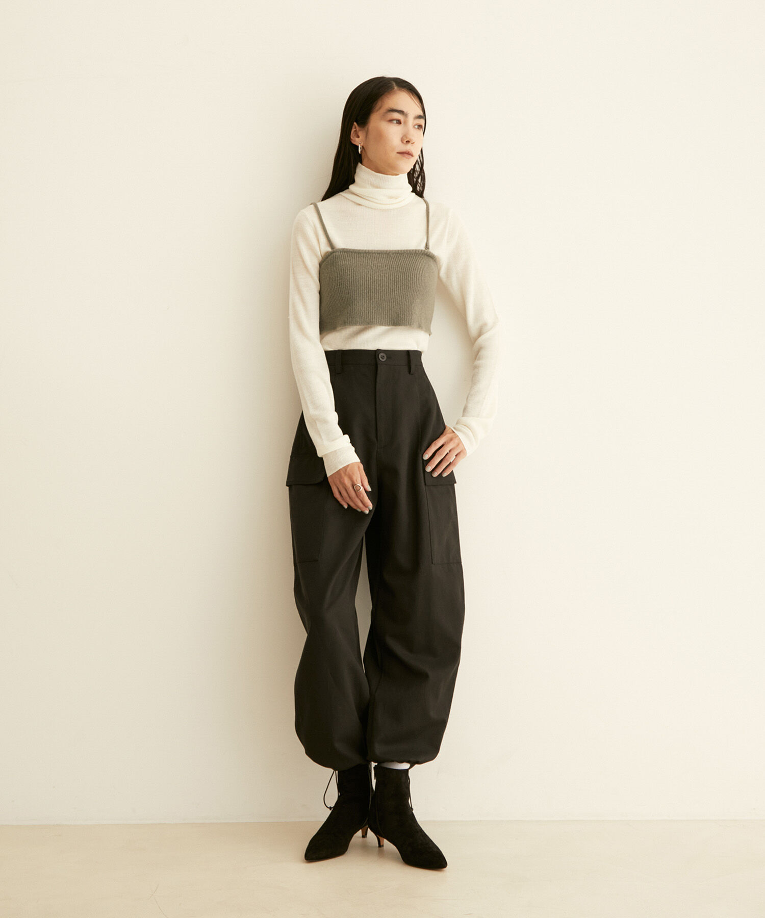 SALON adam et rope'「シアーリブニットタートルネックプルオーバー」|ニット・セーター|