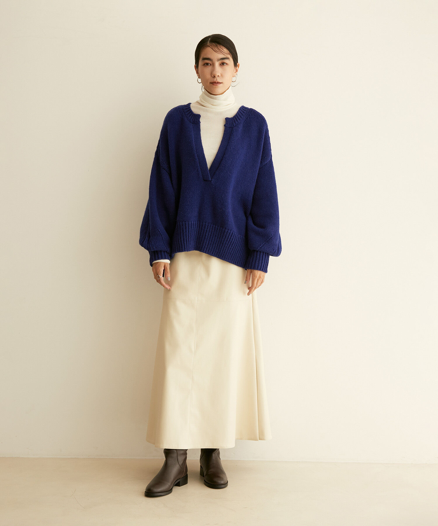 SALON adam et rope'「シアーリブニットタートルネックプルオーバー」|ニット・セーター|