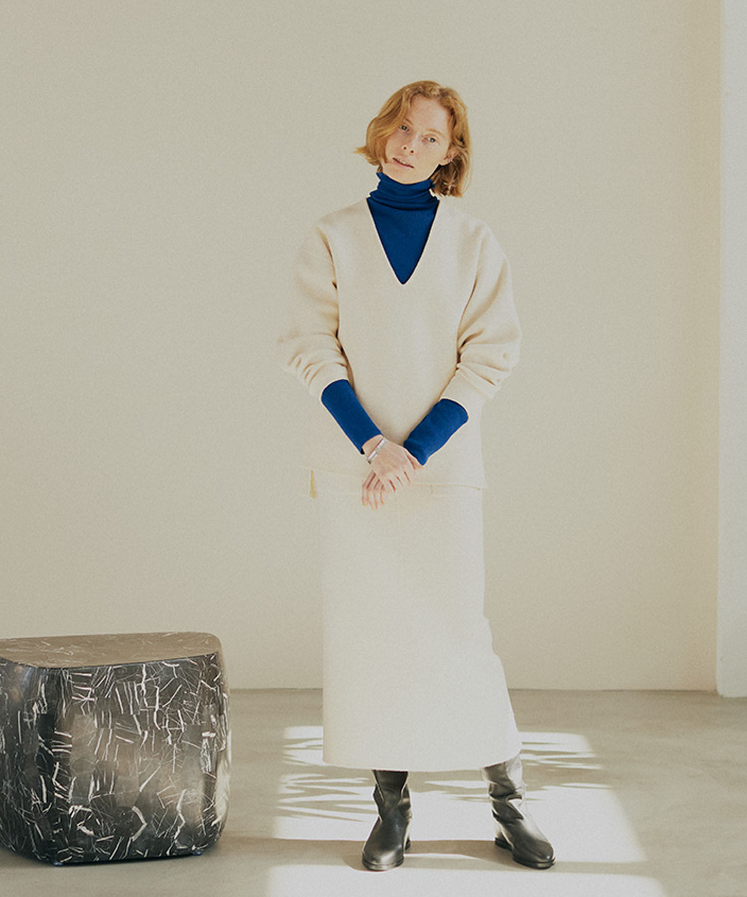 SALON adam et rope'「シアーリブニットタートルネックプルオーバー」|ニット・セーター|